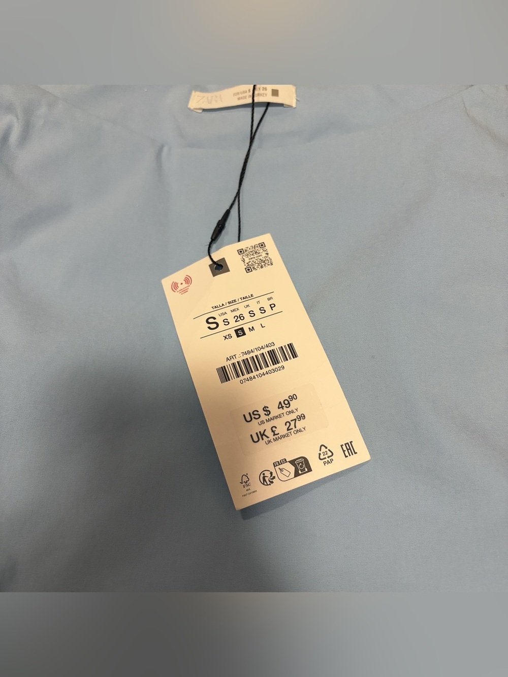 Zara KNOTTED POPLIN TOP - Picture 6 of 6